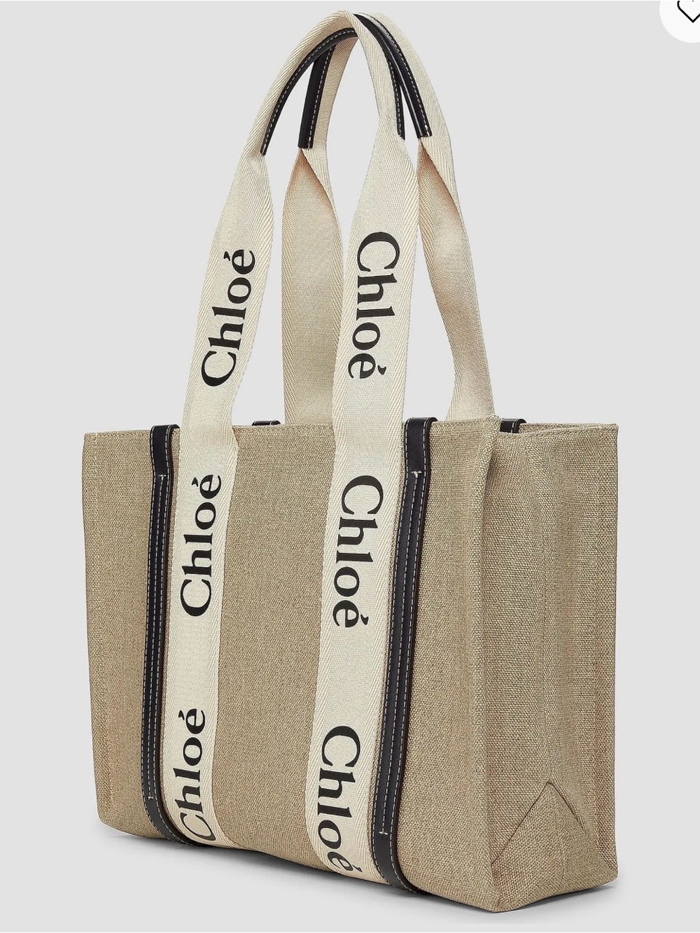 Chloé Beige Canvas Logo Tote